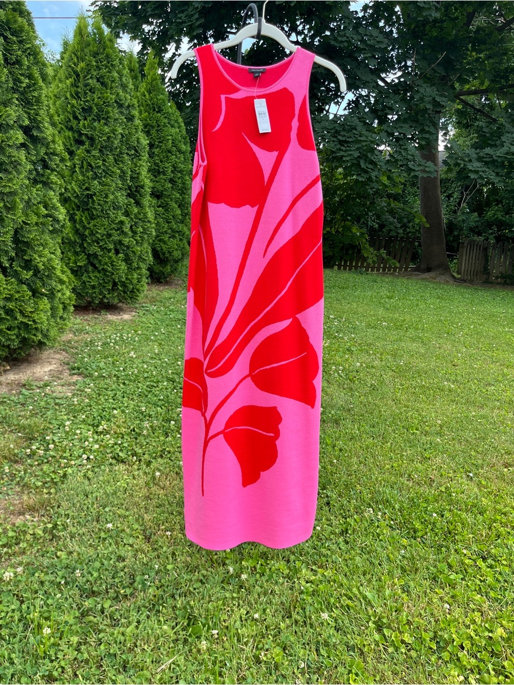 Ann Taylor Pink and Red Floral Knit Maxi Dress